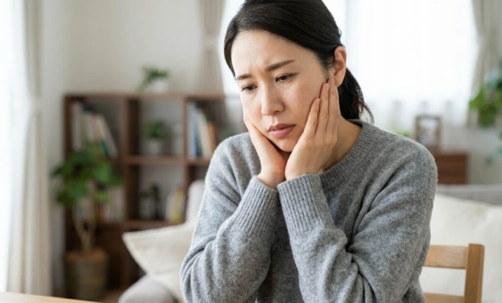 顎関節症の症状に悩む日本人女性の様子