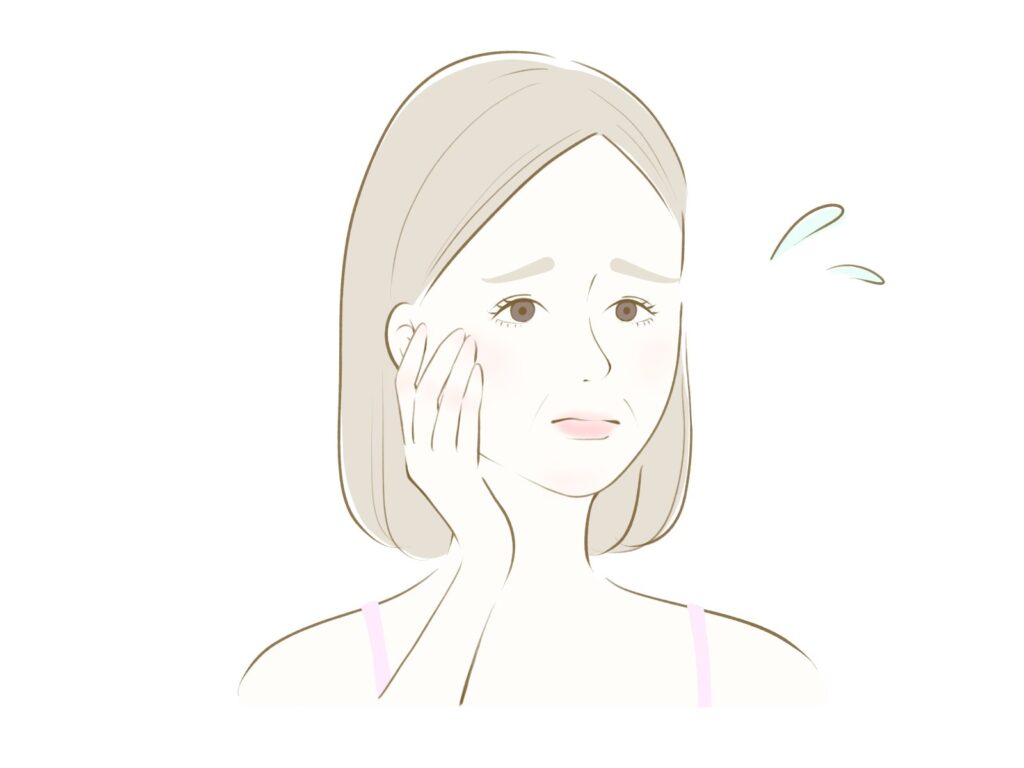 ほうれい線が気になって悩む女性のイラスト
