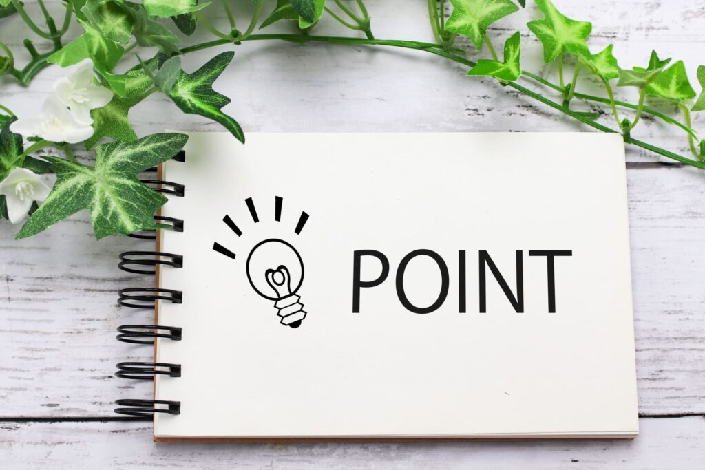 スケッチブックにポイントと書かれた写真