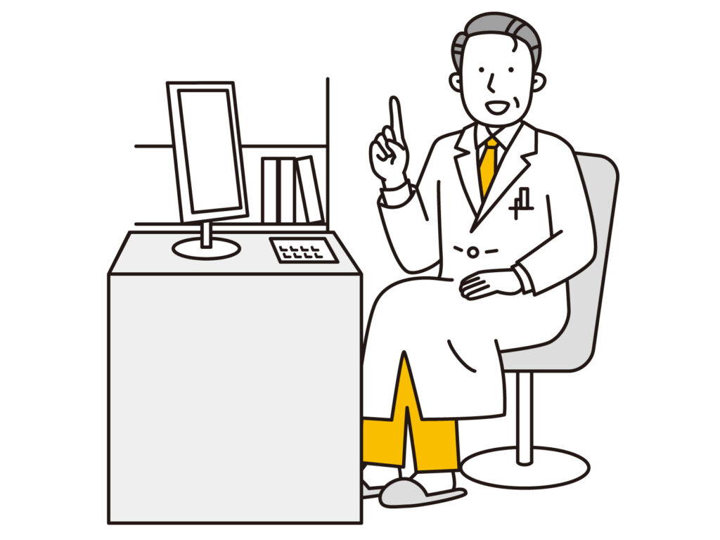 ポイントを解説している医師のイラスト