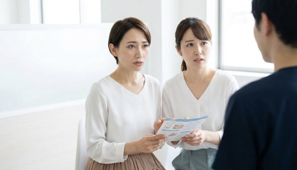 歯科医院で親知らずについて相談する女性の様子