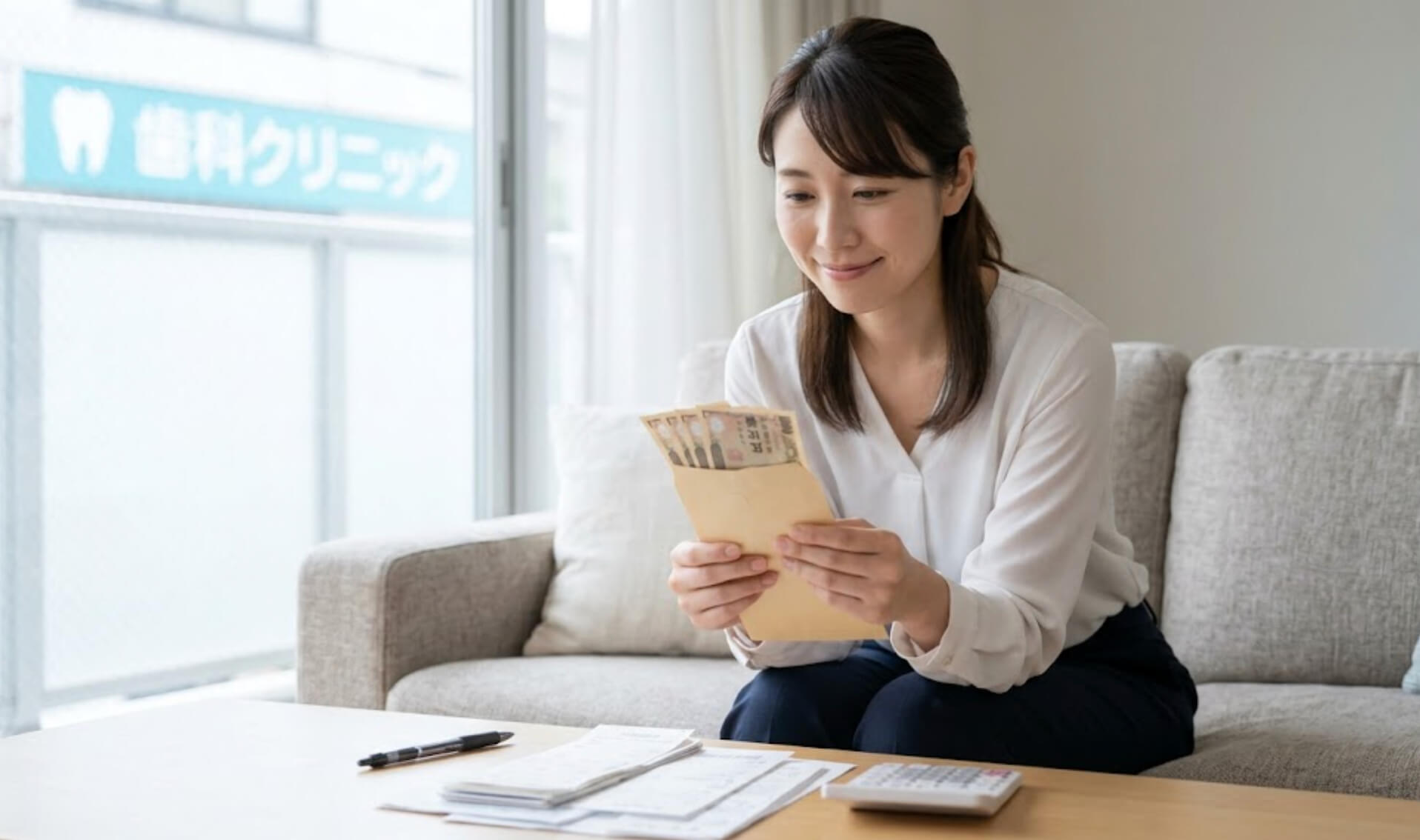 医療費控除で還付されたお金を手に安心する日本人女性の様子