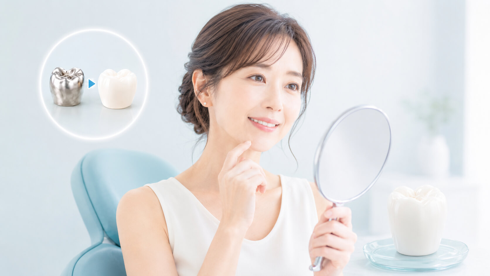 セラミック治療を検討する日本人女性の様子