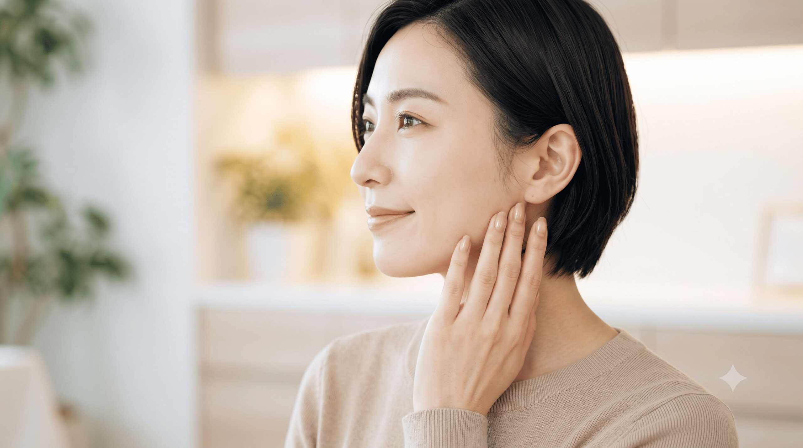 口元の改善に自信を持つ日本人女性の横顔